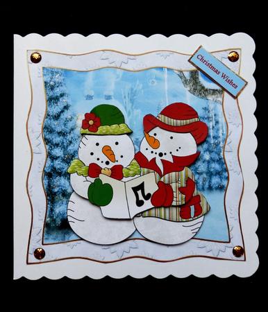 Snowpeople Carol Singers 7x7 Card by Maz Kfk