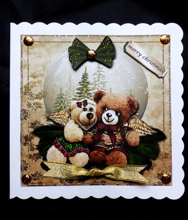 Snowglobe & Christmas Bears Cute Card by Maz Kfk