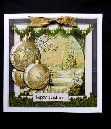 Cardtopper Vintage Christmas Bauble Gold 465 by Maz Kfk