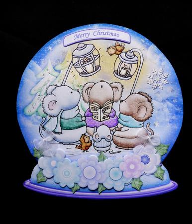 Christmas Snow Globe Merry Mice Shaped Card Mini Kit by Maz Kfk