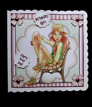 Skater Girl Card Front Kit by Maz Kfk