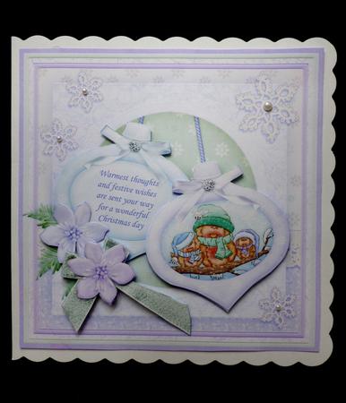 Christmas Baubles Jingle Robins Decoupage 8x8 Mini Kit by Maz Kfk