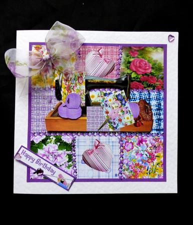Crazy Quilt Sewing Topper Set with Decoupage by Maz Kfk