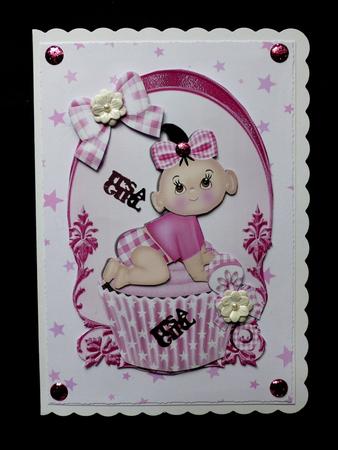 Cute Baby Pink Cupcake, with Her Rattle on a Plaque by Maz Kfk