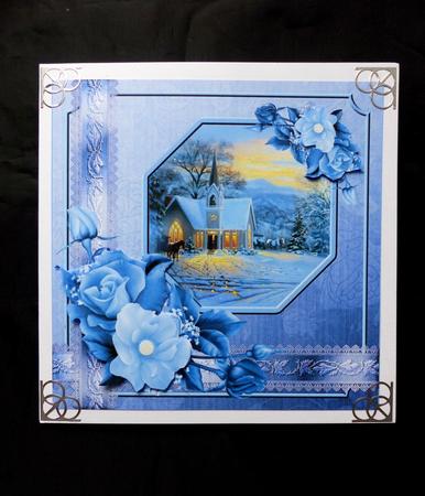 Blue Christmas Square Card by Maz Kfk