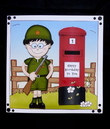 Boyz General Gazza & Postbox Quick Card N 3D Decoupage by Maz Kfk