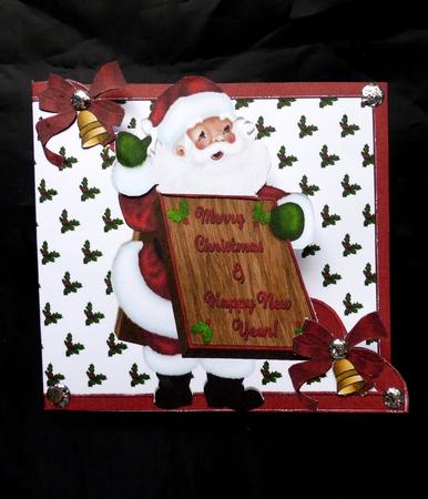 A Lovely Jolly Santa, with Bells Over the Edge Card by Maz Kfk