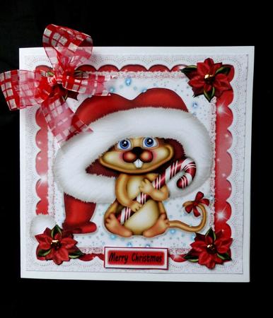 Gorgeous Christmas Mouse with Candy Cane 8x8 by Maz Kfk