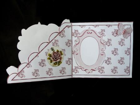 Pink Rose Cameo & Paper Script Butterflies,edge Insert by Maz Kfk