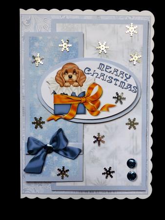 Oval Sketch Card - Christmas Box Puppy by Maz Kfk