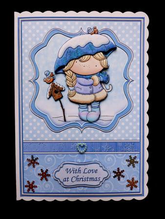 Izzy's Snowy Umbrella Christmas Card & Decoupage by Maz Kfk