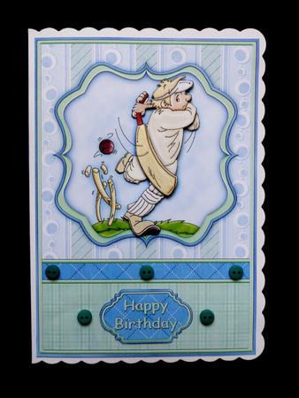 Cricket Bowled Over Topper & Decoupage by Maz Kfk
