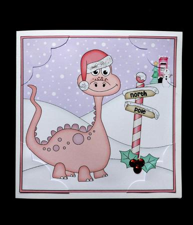 8 x 8 Christmas Denise Dinosaur Scalloped Corner Topper by Maz Kfk