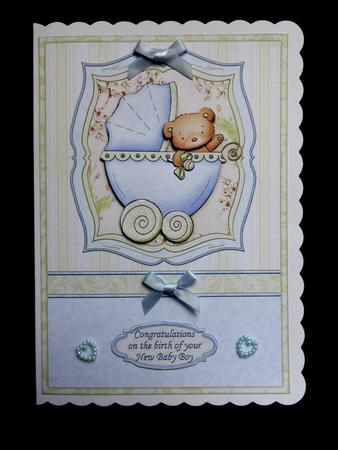 New Baby Boy Bear Pram Shabby Chic Topper & Decoupage by Maz Kfk