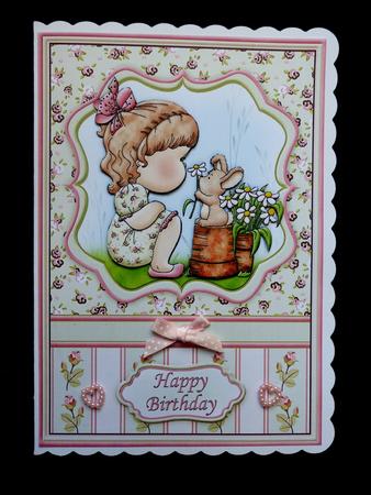 Hello Bunny Cute Card Topper & Decoupage by Maz Kfk