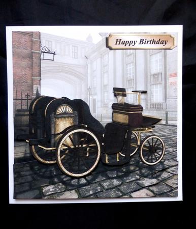 Old London - Beautiful 3D Steampunk Steam Car + Tag & Insert by Maz Kfk