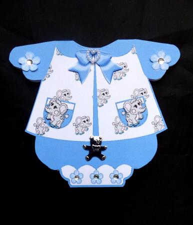 Baby Boys Romper Suit with Elephants 6x5 Mini Kit by Maz Kfk