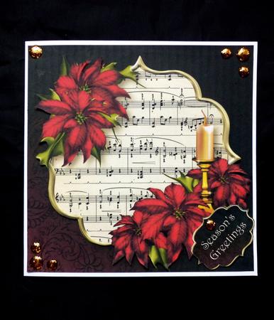 Red Poinsettias & Christmas Candle 8x8 Quick Topper by Maz Kfk