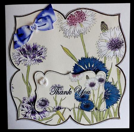 Cornflowers Thank You 8in Large Blooms Fancy Topper by Maz Kfk