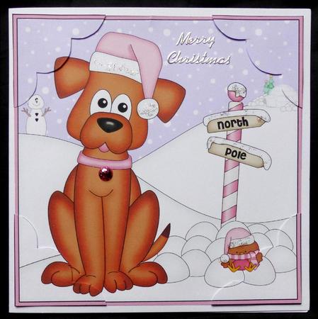 8 x 8 Christmas Rusty Dog Scalloped Corner Topper by Maz Kfk