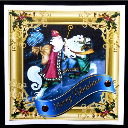 Merry Christmas in 6 Languages Santa Horse by Maz Kfk
