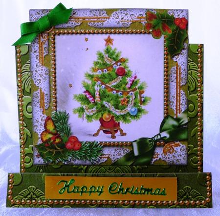 The Tree Holly Easel Over the Edge Card by Maz Kfk