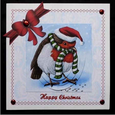 Cute Robin in Hat and Scarf Oval Pyramids by Maz Kfk