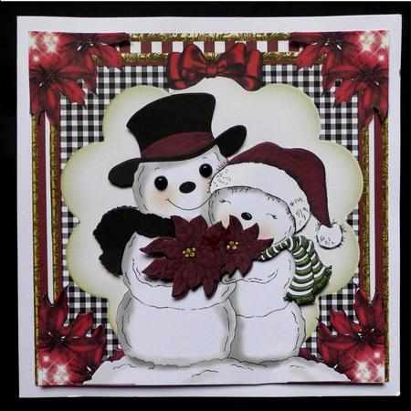 The Poinsettia Snowman Couple Card Front Kit by Maz Kfk