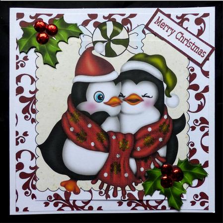Cute Penguins in Sweet Frame with Holly 8x8 by Maz Kfk