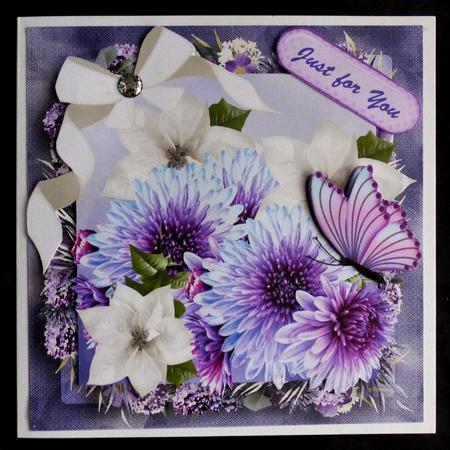 Pretty Lilac and White Flowers in Floral Frame 8x8 by Maz Kfk