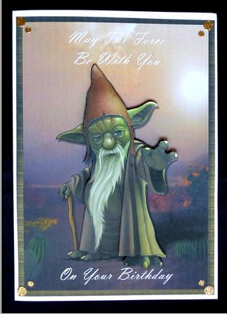 Yoda's May the Force Be with You Card Front by Maz Kfk