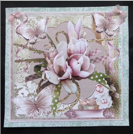 Lotus Flower 7x7 Card with Decoupage by Maz Kfk