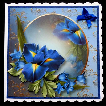 Beautiful Blue Iris 8x8 Quick Topper by Maz Kfk