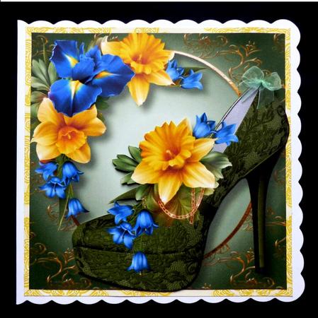 Floral Shoes - Spring Daffodils 8x8 Quick Topper by Maz Kfk