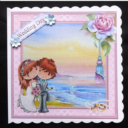 Penny's Special Day Beach Wedding Card Topper & Decoupage by Maz Kfk