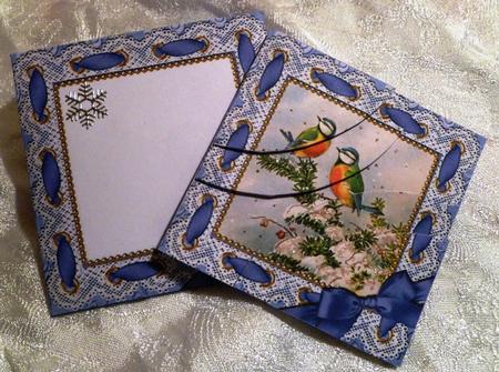 Christmas Blue Tits Card Envelope 2 Corner Stacker Aio by Maz Kfk