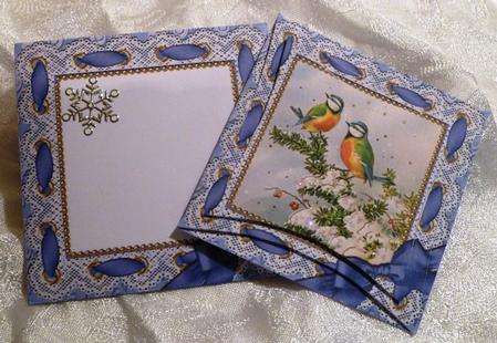 Christmas Blue Tits Card Envelope Pointy Stacker Aio by Maz Kfk