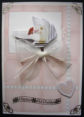 White Orchid on Peach Pyramage Card by Maz Kfk