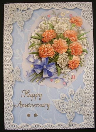 Blue Lace Butterfly Scallop Blank Card by Maz Kfk