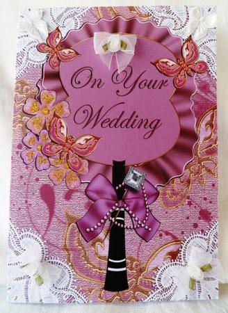 Plum Wedding Folded Pretty Vintage Fan Card by Maz Kfk