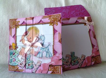 Baby Girl 3in Mini Card Envelope 4 Corner Stacker Aio by Maz Kfk