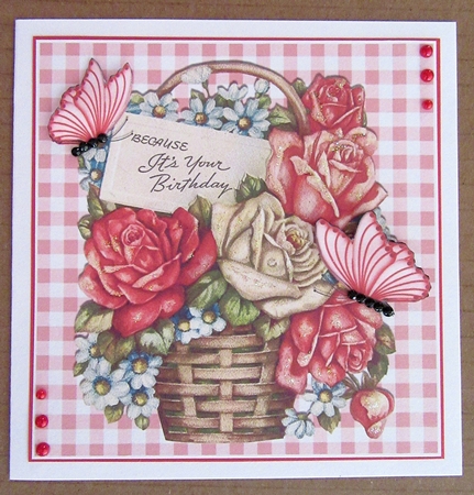 Because It's Your Birthday, a Pretty Basket of Roses 8x8 by Marion Evans