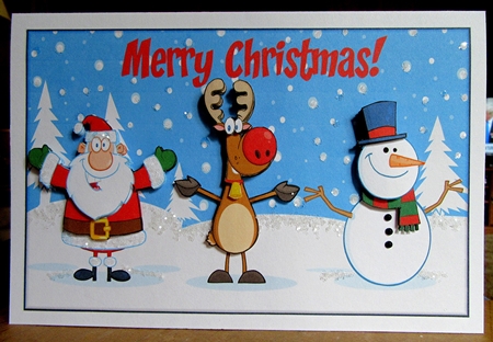 Santa, rudolph and Frosty saying hello by Marion Evans
