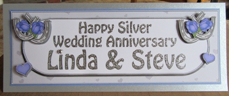 Large DL Happy Silver Wedding Anniversary Linda & Steve 3D decoupage by Marion Evans