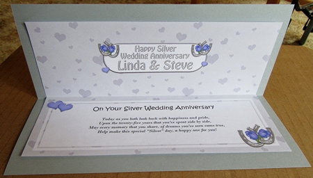 Large DL Happy Silver Wedding Anniversary Linda & Steve insert by Marion Evans