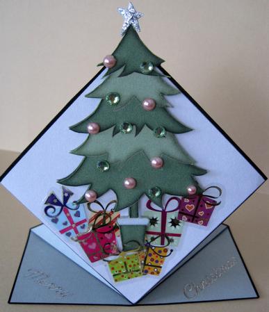 Christmas Tree with Star Pop Up Spring Diamond Top Card by Marion Evans