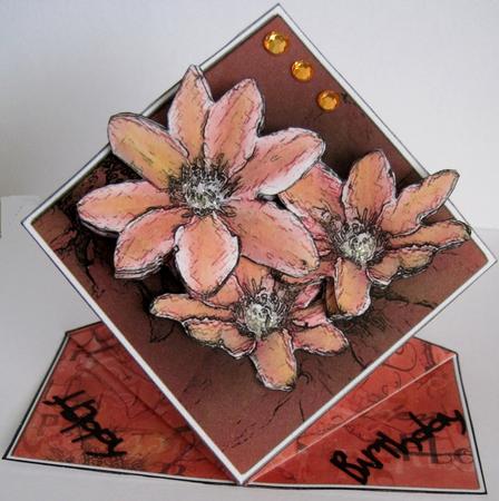 Burnt Orange Clematis Diamond Top Card by Marion Evans
