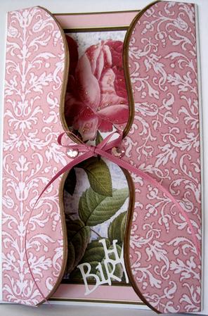Pink Rose Bracket Card by Marion Evans