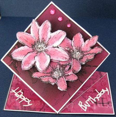 Red Clematis Diamond Top Card by Marion Evans