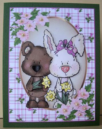 Teddy & Bunny Best of Friends, A4 Topper by Marion Evans